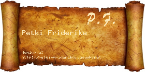 Petki Friderika névjegykártya